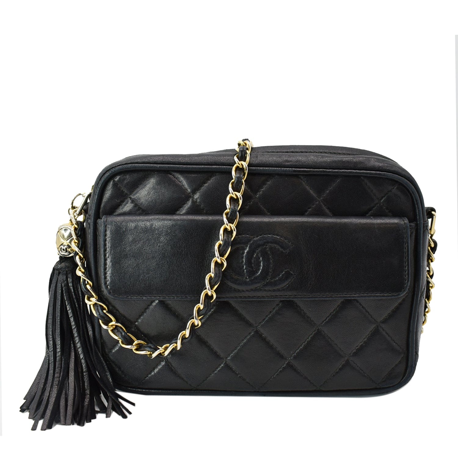 Chanel   Leather Camera Shoulder Bag Black