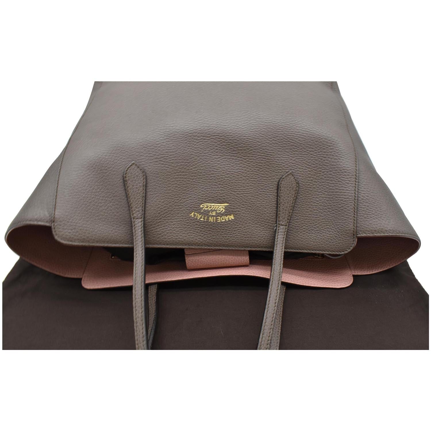 GUCCI Swing Pebbled  Leather Tote Bag Taupe 354397