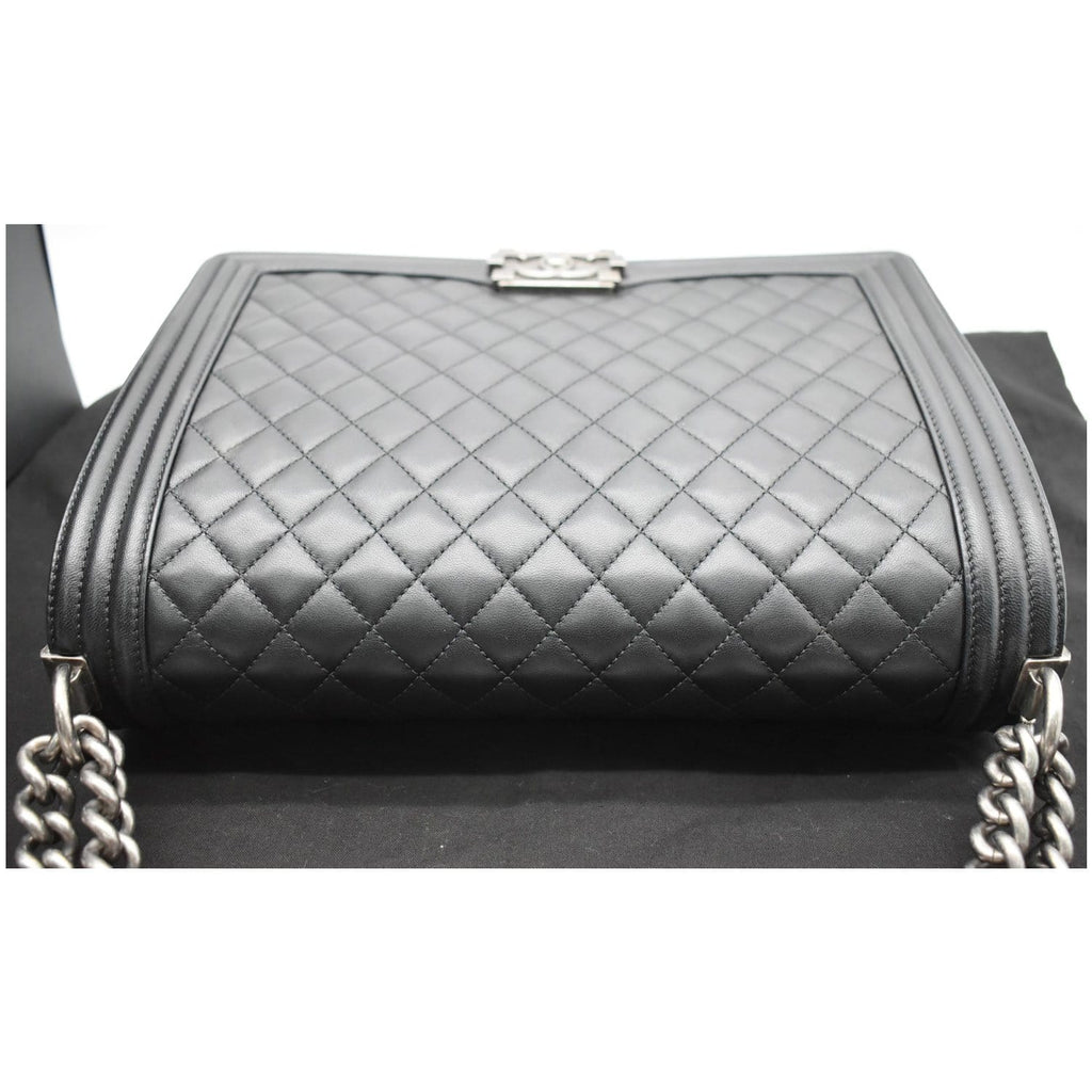 Chanel Large Boy Flap  Quilted Leather Shoulder Bag Black