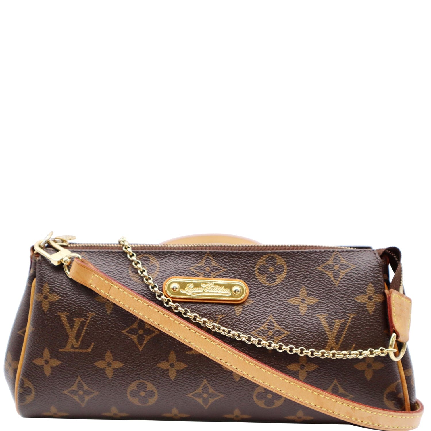 LOUIS VUITTON Eva Monogram Canvas Pochette Crossbody Bag Brown