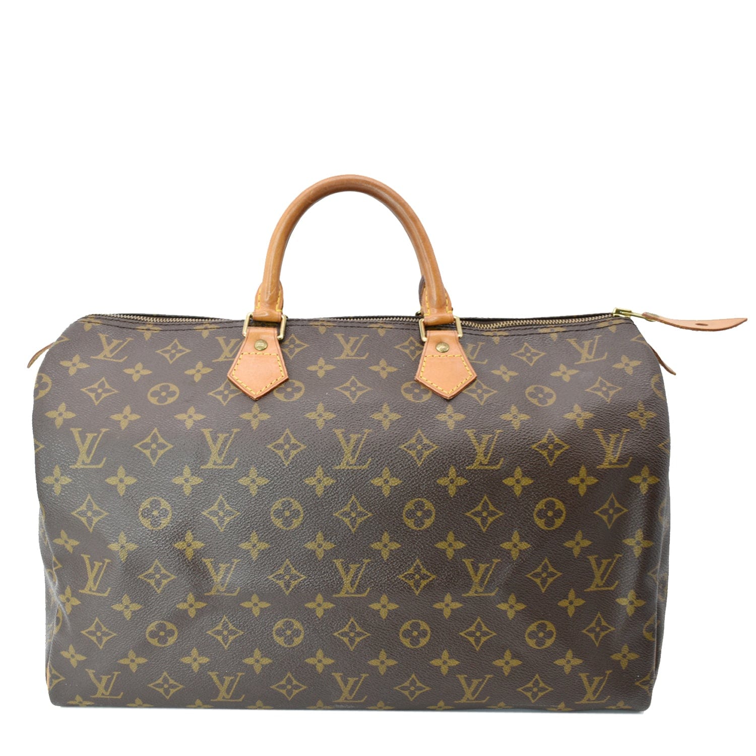LOUIS VUITTON Speedy 40 Monogram Canvas Satchel Bag Brown
