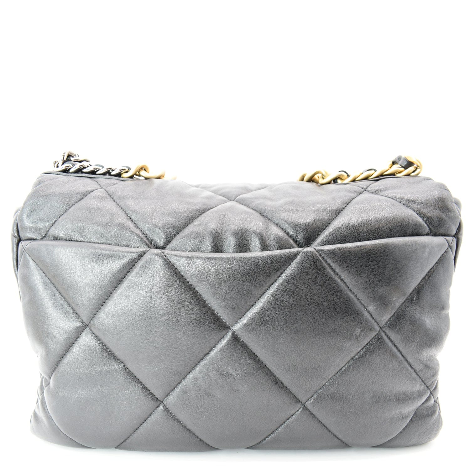 Chanel 19 Large Flap Quilted  Leather Shoulder Bag Black
