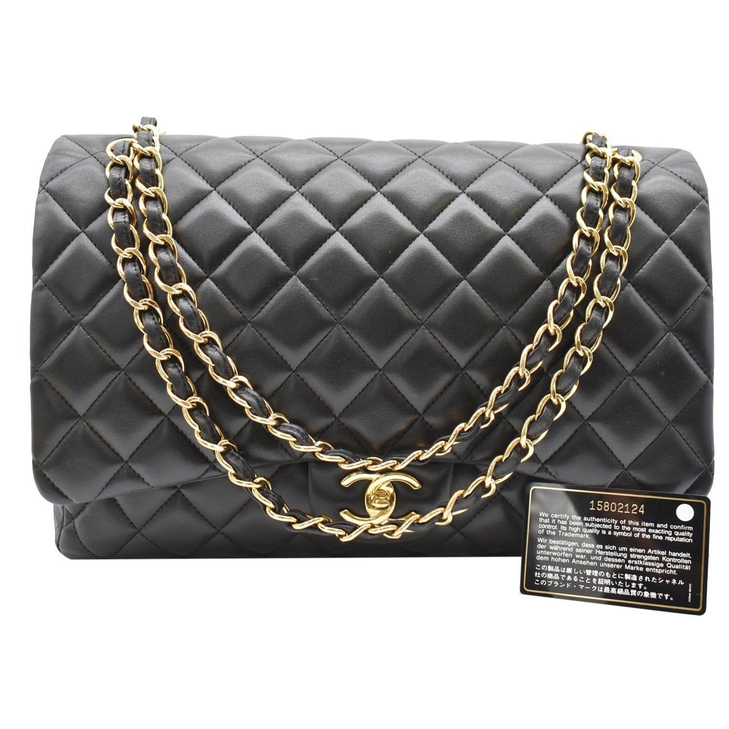 Chanel Maxi Double Flap  Leather Shoulder Bag Black