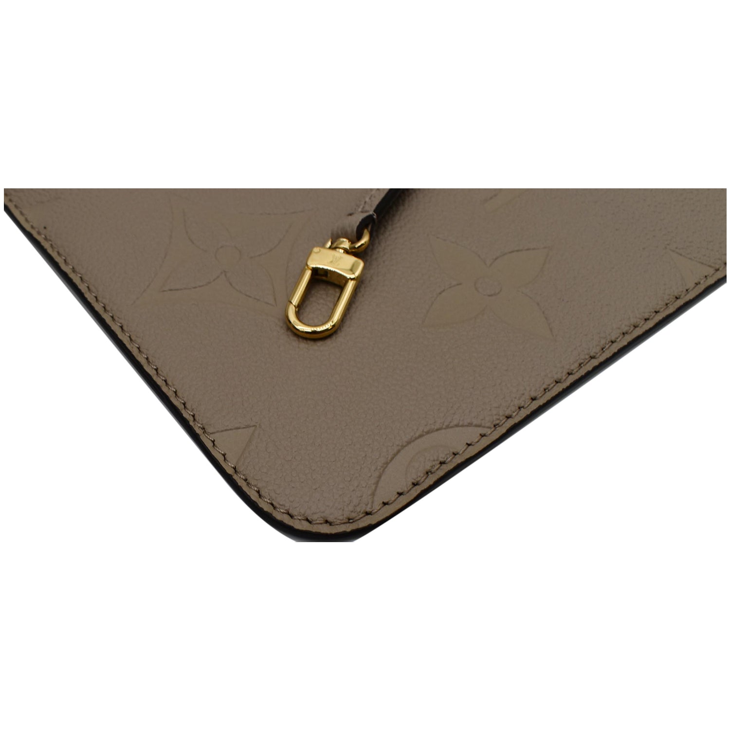 LOUIS VUITTON Neverfull MM Empreinte Monogram Pochette Wristlet Beige
