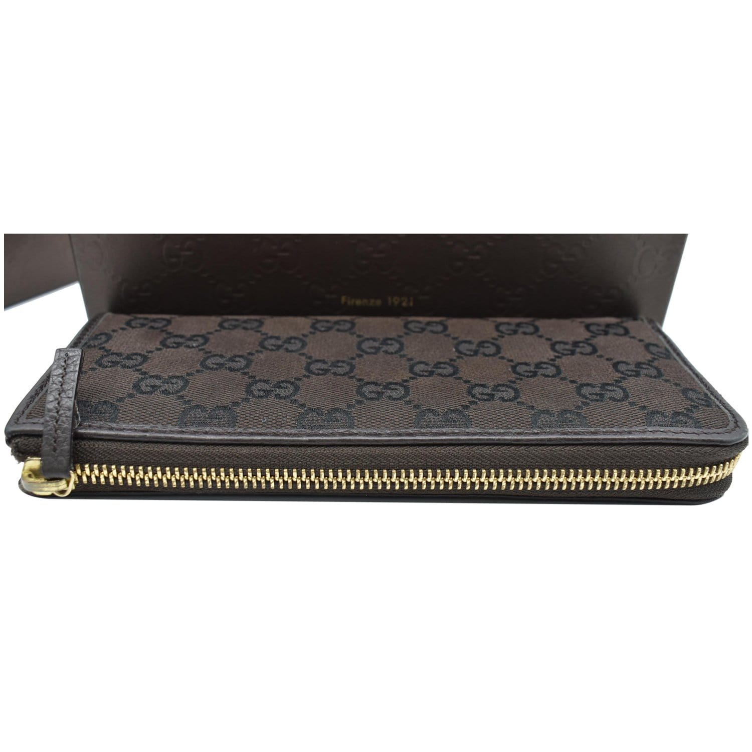 GUCCI Gucci Canvas Zip Around Wallet Brown 268917