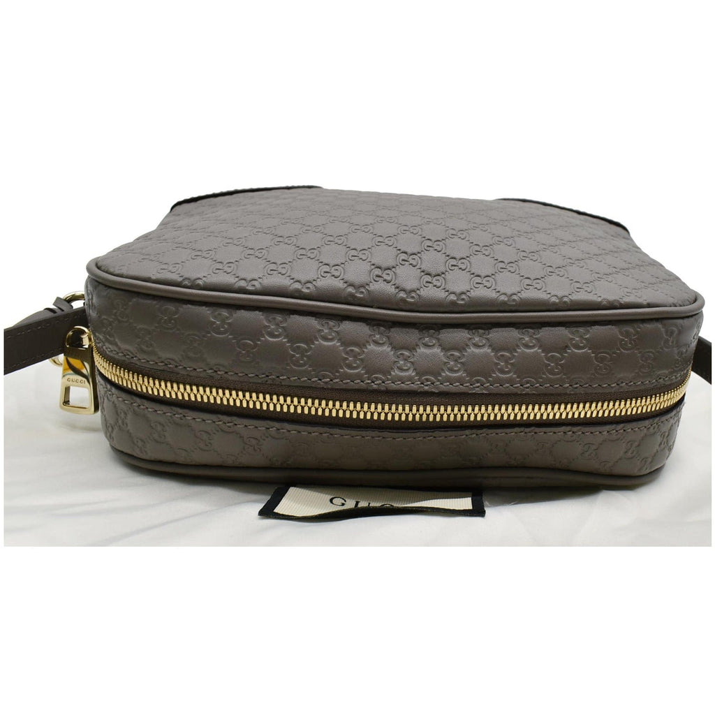 GUCCI Bree Mini Gucci Guccissima Leather Crossbody Bag Grey 449413