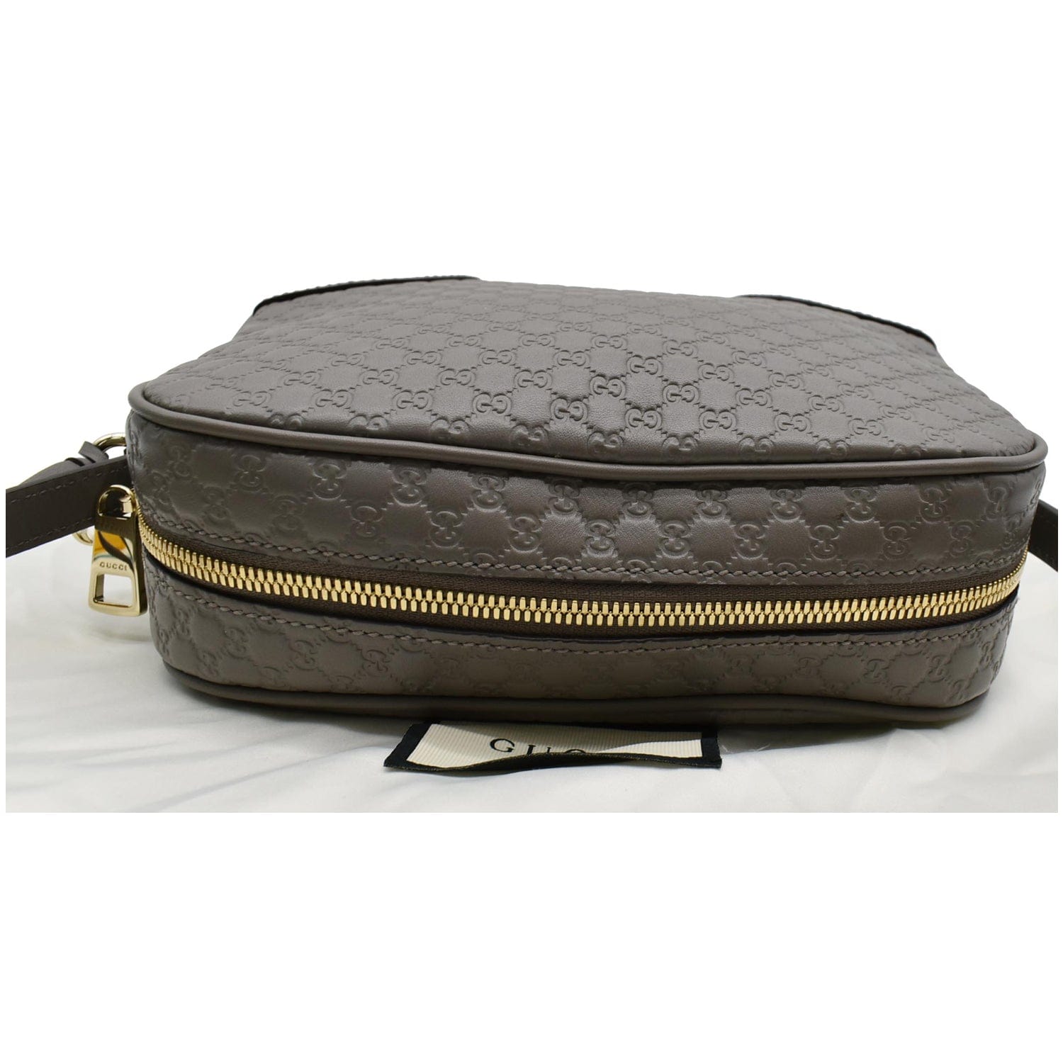 GUCCI Bree Mini Gucci Guccissima Leather Crossbody Bag Grey 449413