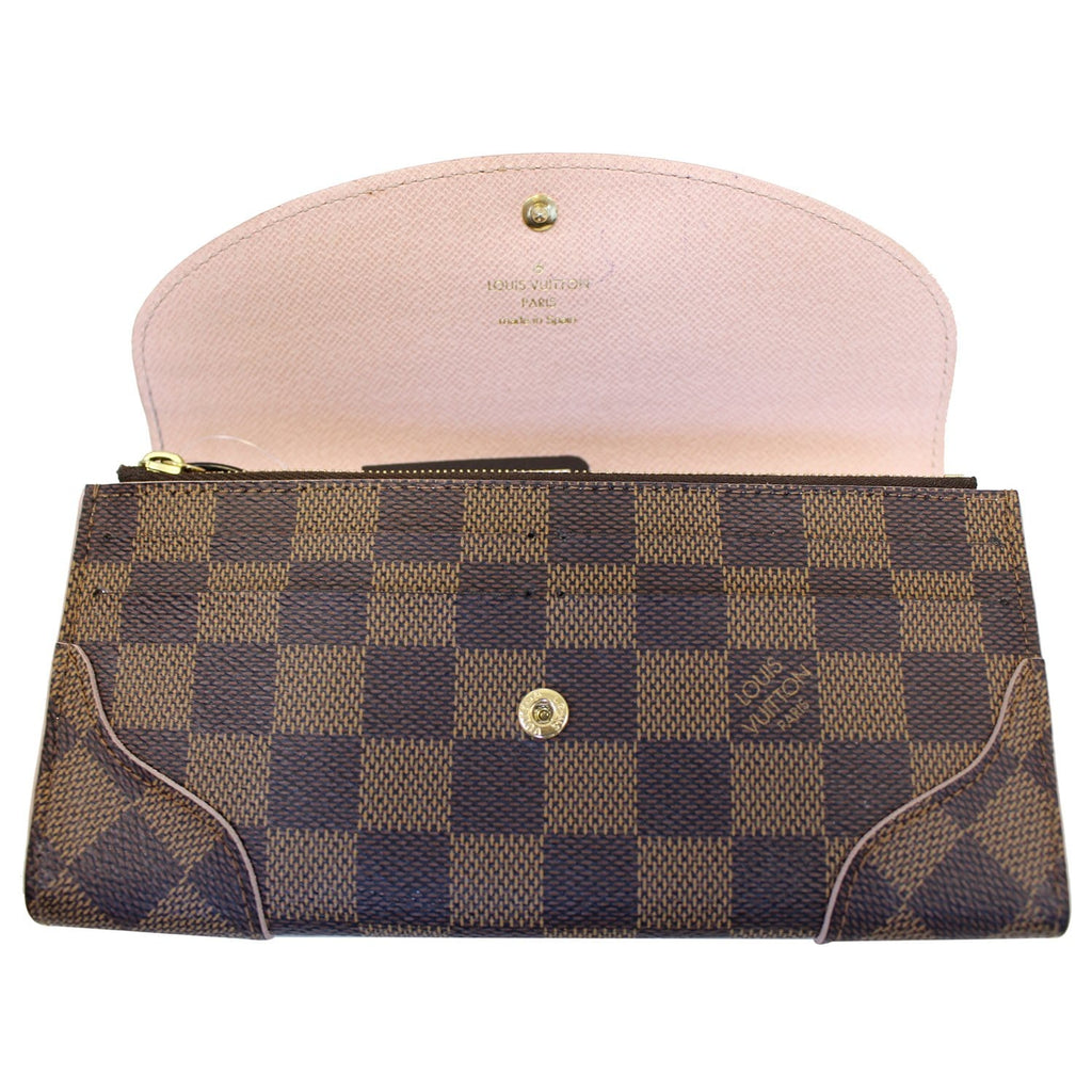 LOUIS VUITTON Caissa Damier Ebene Wallet Rose Ballerine