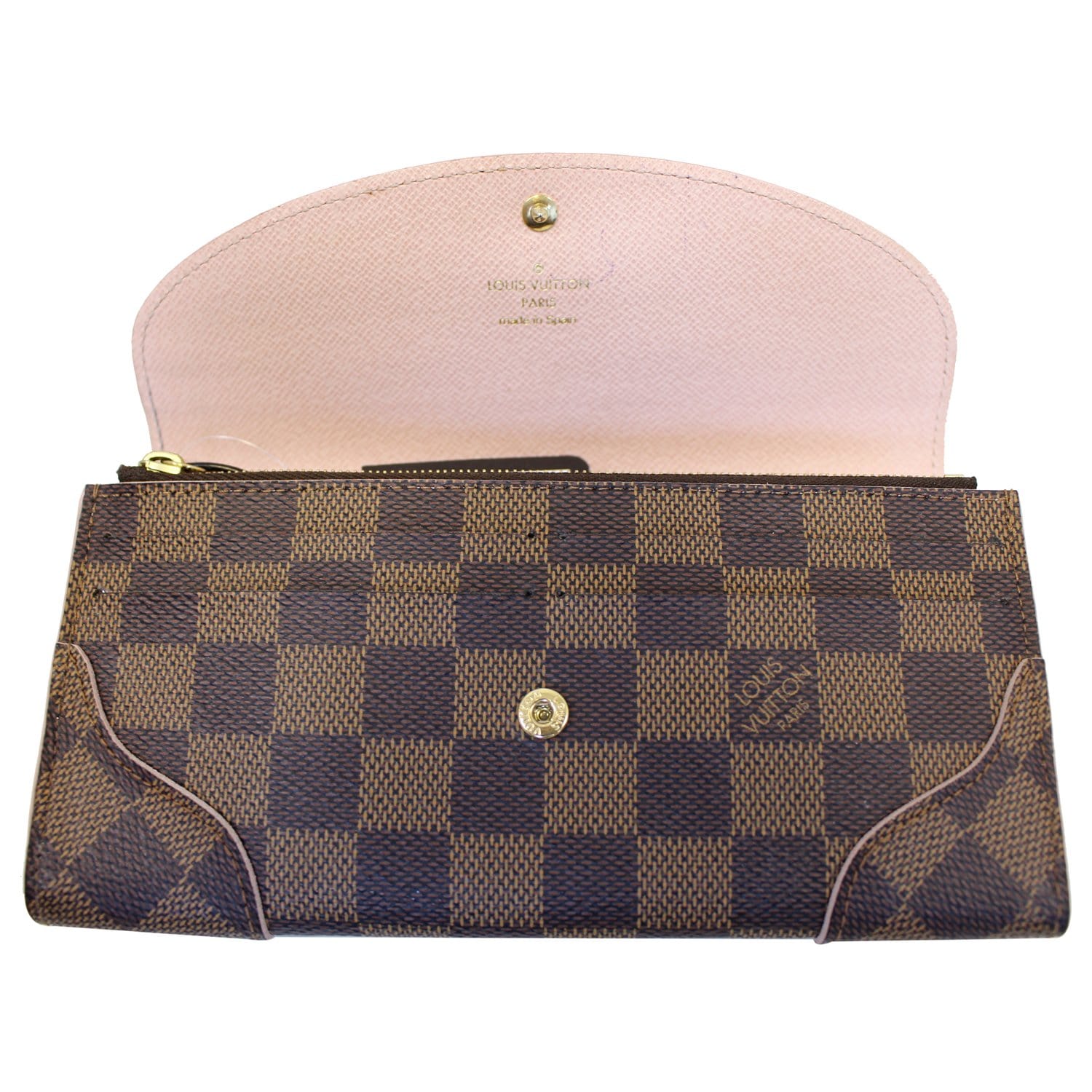 LOUIS VUITTON Caissa Damier Ebene Wallet Rose Ballerine