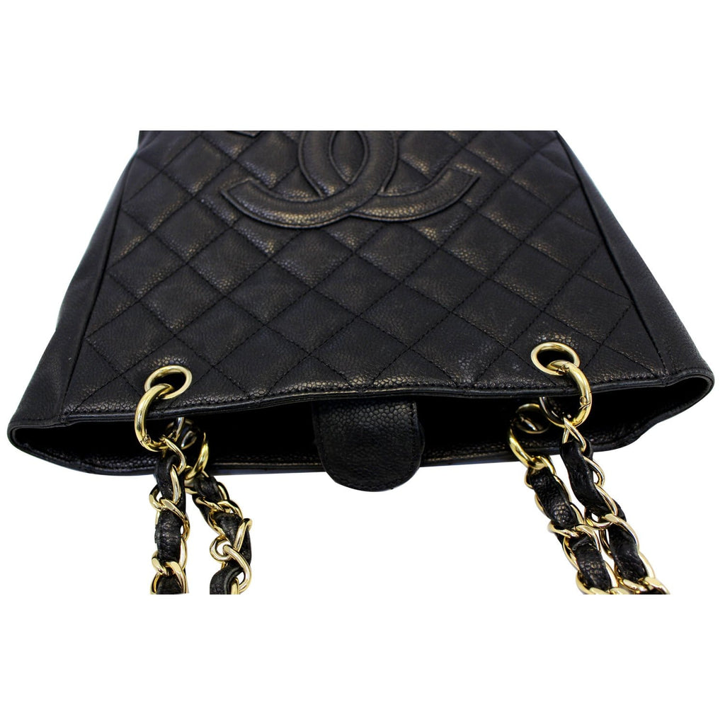 Chanel PST Petit Shopping Caviar Leather Leather Tote Bag Black