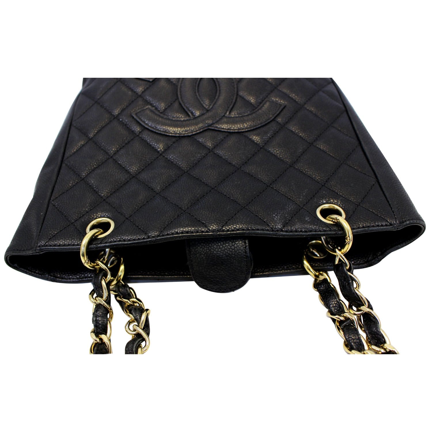 Chanel PST Petit Shopping Caviar Leather Leather Tote Bag Black