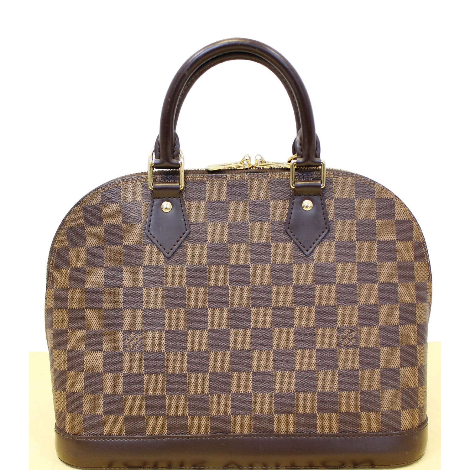 LOUIS VUITTON Alma Damier Ebene Satchel Handbag Brown