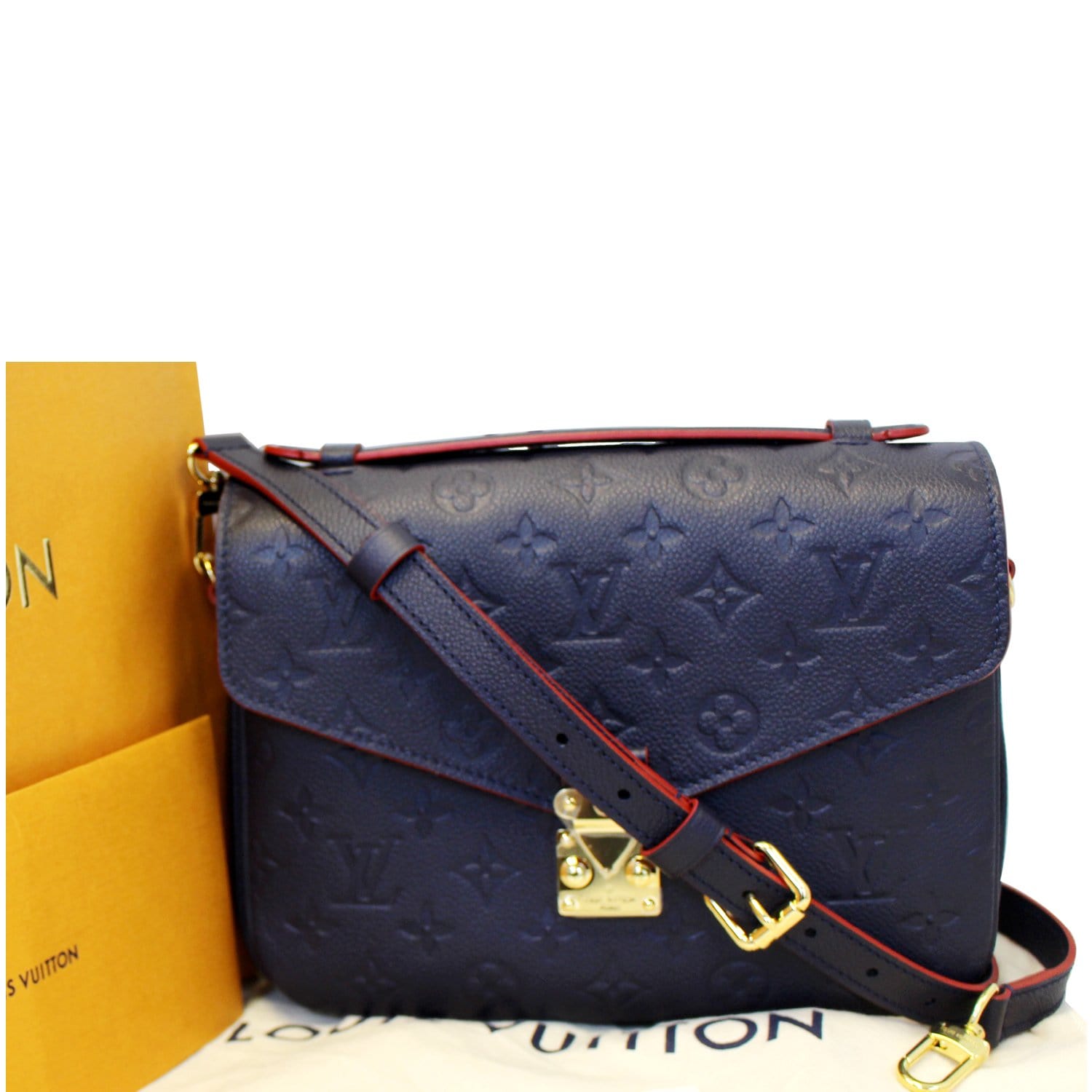LOUIS VUITTON Pochette Metis Monogram Empreinte Shoulder Bag Marine Rouge