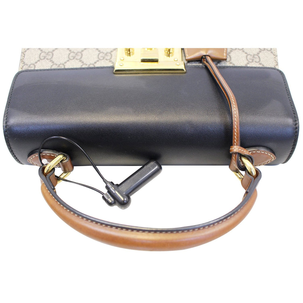GUCCI Small Padlock Gucci Supreme Monogram Top Handle Crossbody Bag