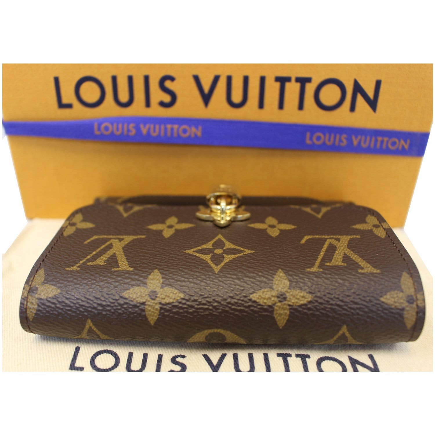LOUIS VUITTON Flower Lock Monogram Canvas Wallet Black