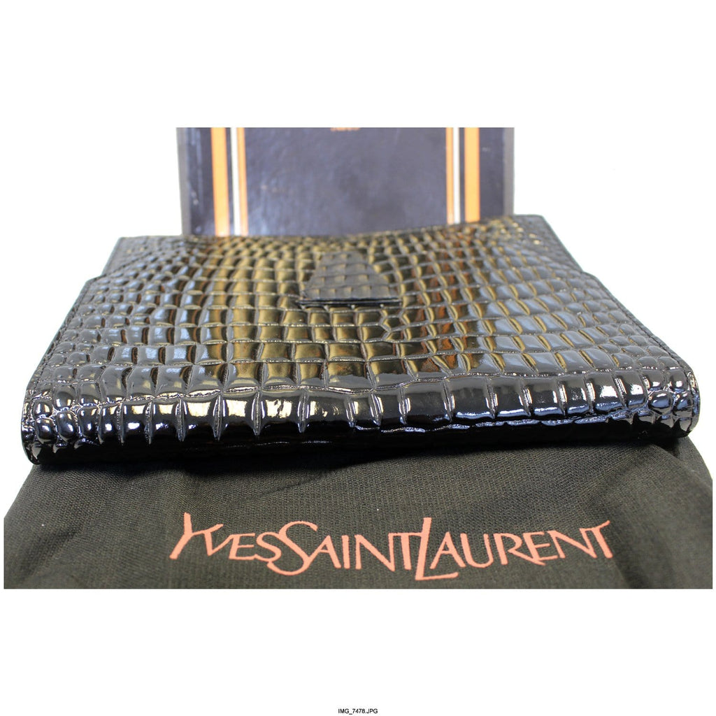 YVES SAINT LAURENT Black Caviar Leather Leather Clutch Bag