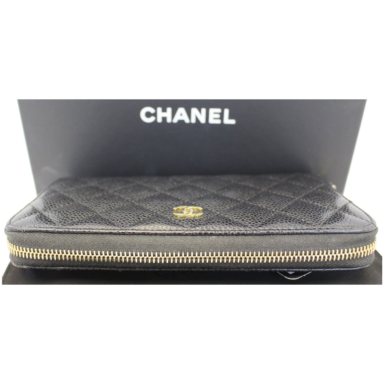 Chanel Black Caviar Leather Leather Zippy Wallet Black