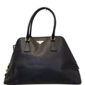 PRADA Saffiano Dome Black Leather Satchel Bag