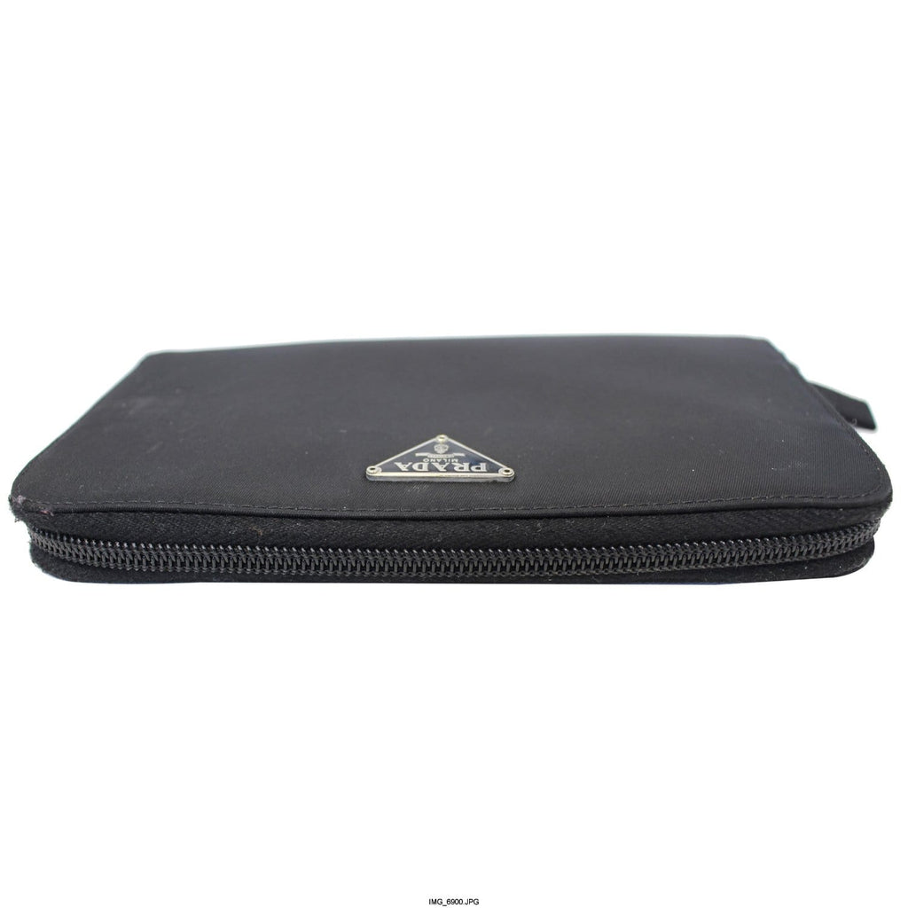 PRADA Black Nylon Zip Around Wallet