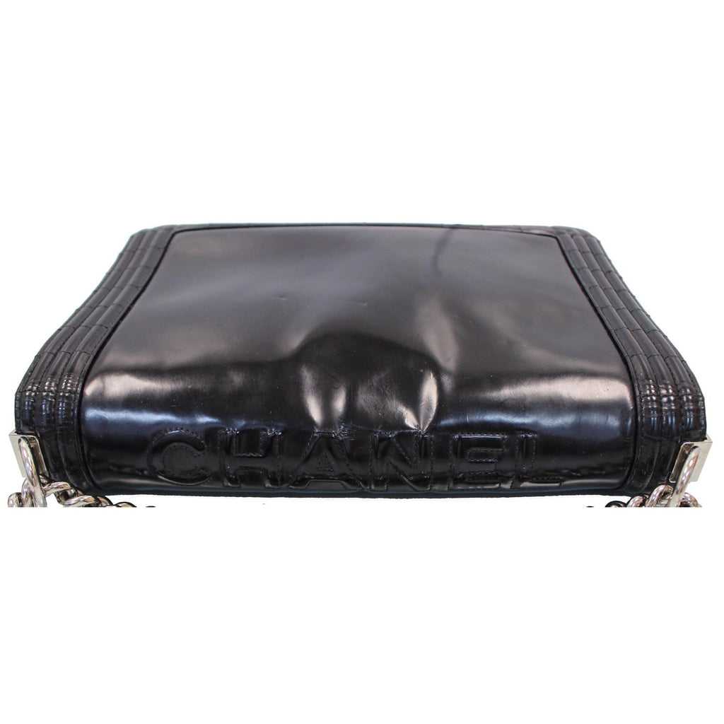 Chanel Large Boy Glazed Calfskin Leather Shoulder Bag Black