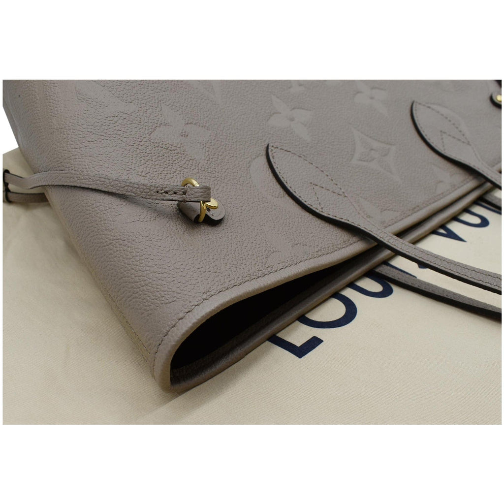 LOUIS VUITTON Neverfull MM Monogram Empreinte Tote Bag Beige