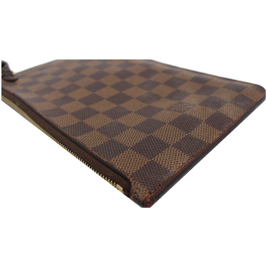 LOUIS VUITTON Neverfull MM Damier Ebene Pochette Wristlet Pouch Brown