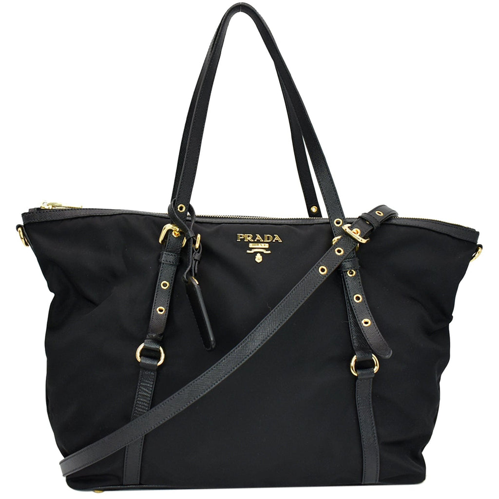 PRADA Tessuto Saffiano Nylon Tote Shoulder Bag Black - Hot Deals