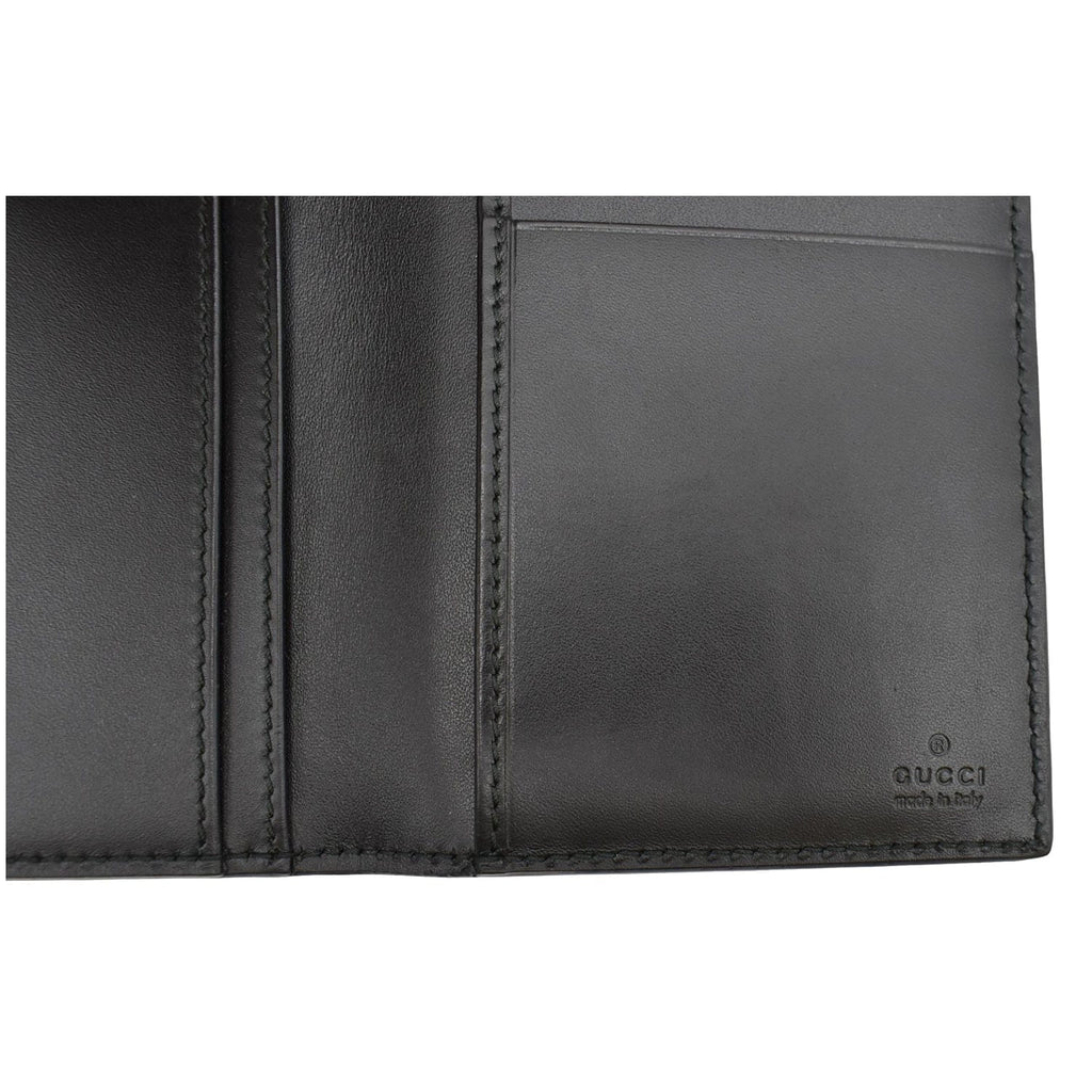 GUCCI Continental Long Gucci Guccissima Leather Wallet Black 224183
