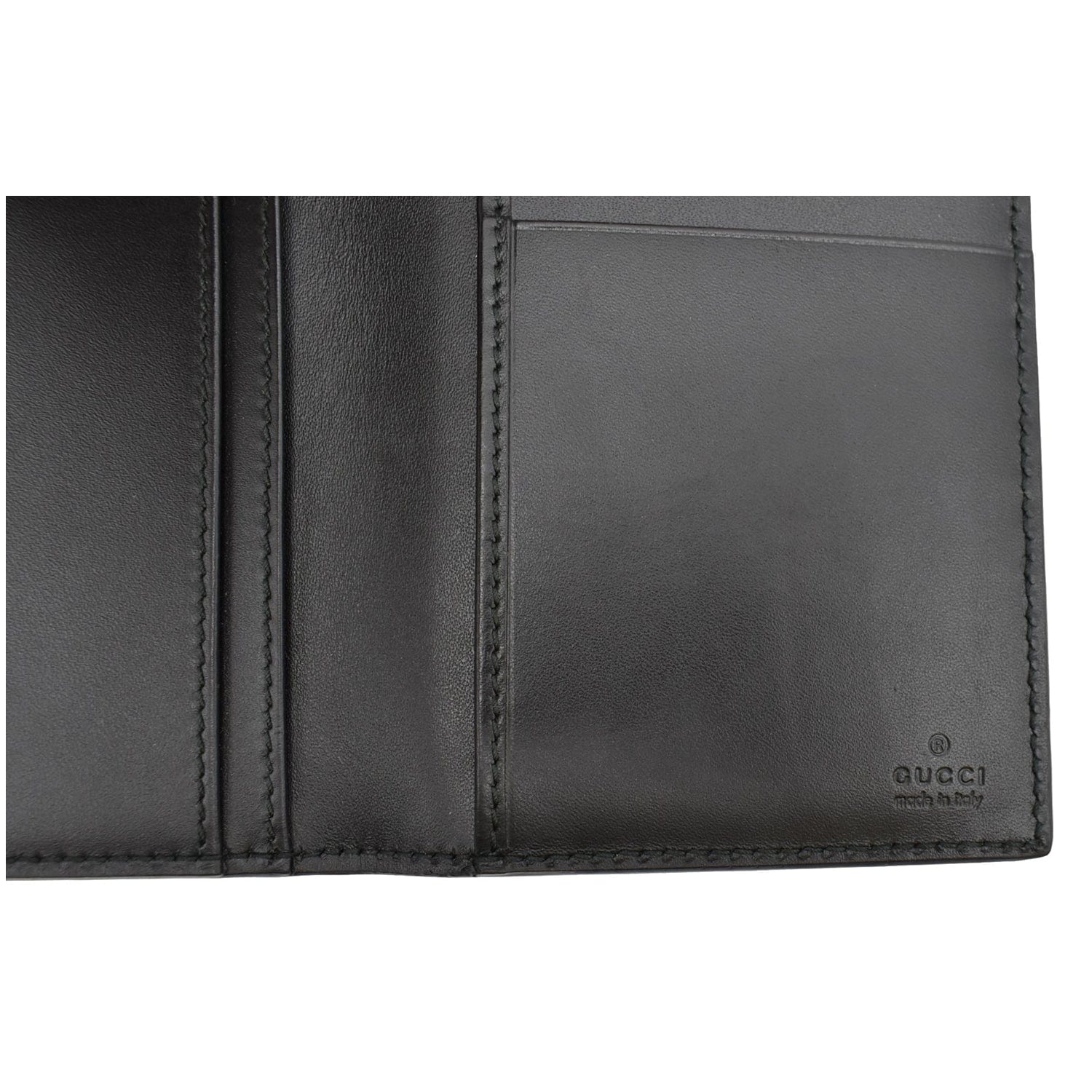 GUCCI Continental Long Gucci Guccissima Leather Wallet Black 224183