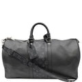 LOUIS VUITTON Keepall 50 Bandouliere Monogram Taiga Leather Travel Bag Black
