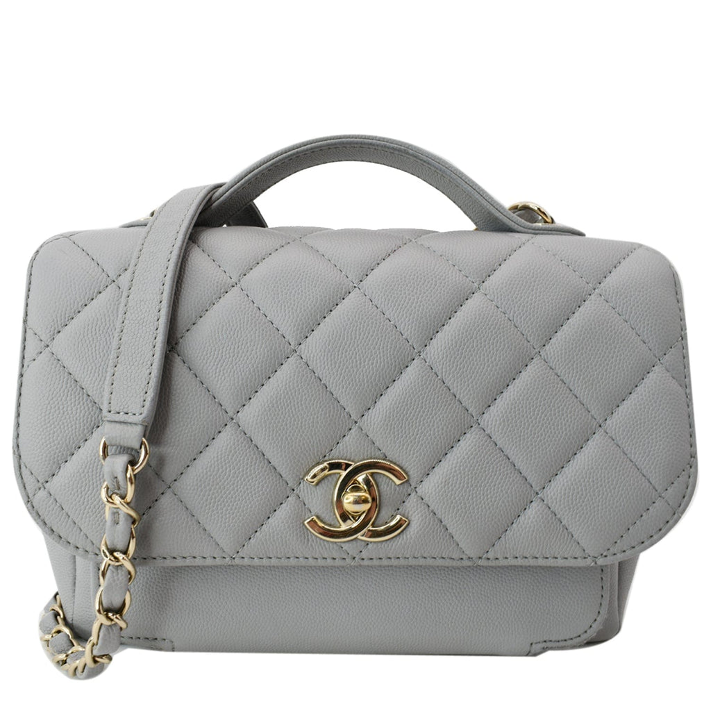 Chanel Business Affinity Medium Quilted Caviar Crossbody Bag Gray