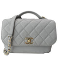 Chanel Business Affinity Medium Quilted Caviar Crossbody Bag Gray