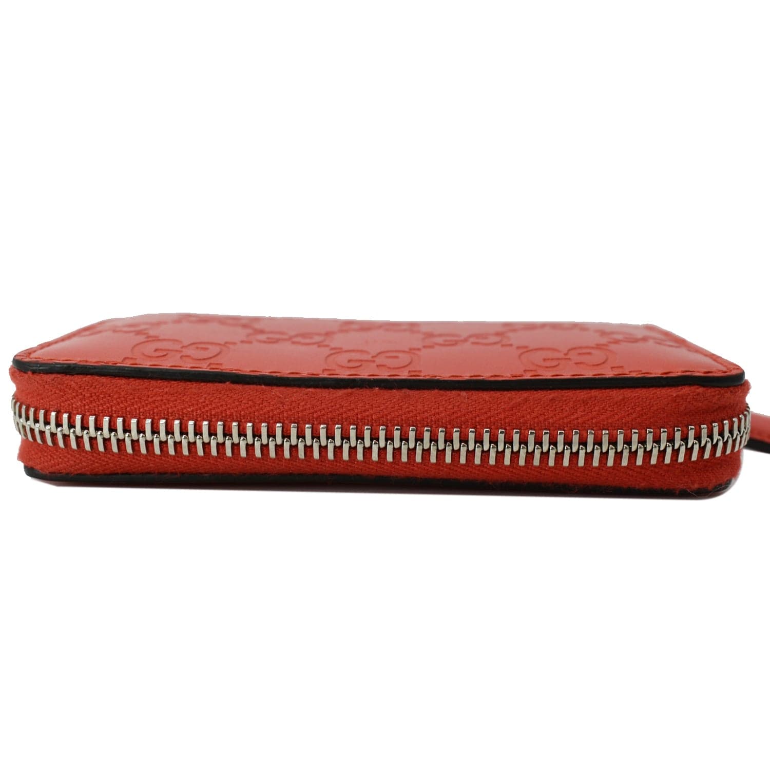 GUCCI Gucci Leather Zip Around Wallet Red 255452
