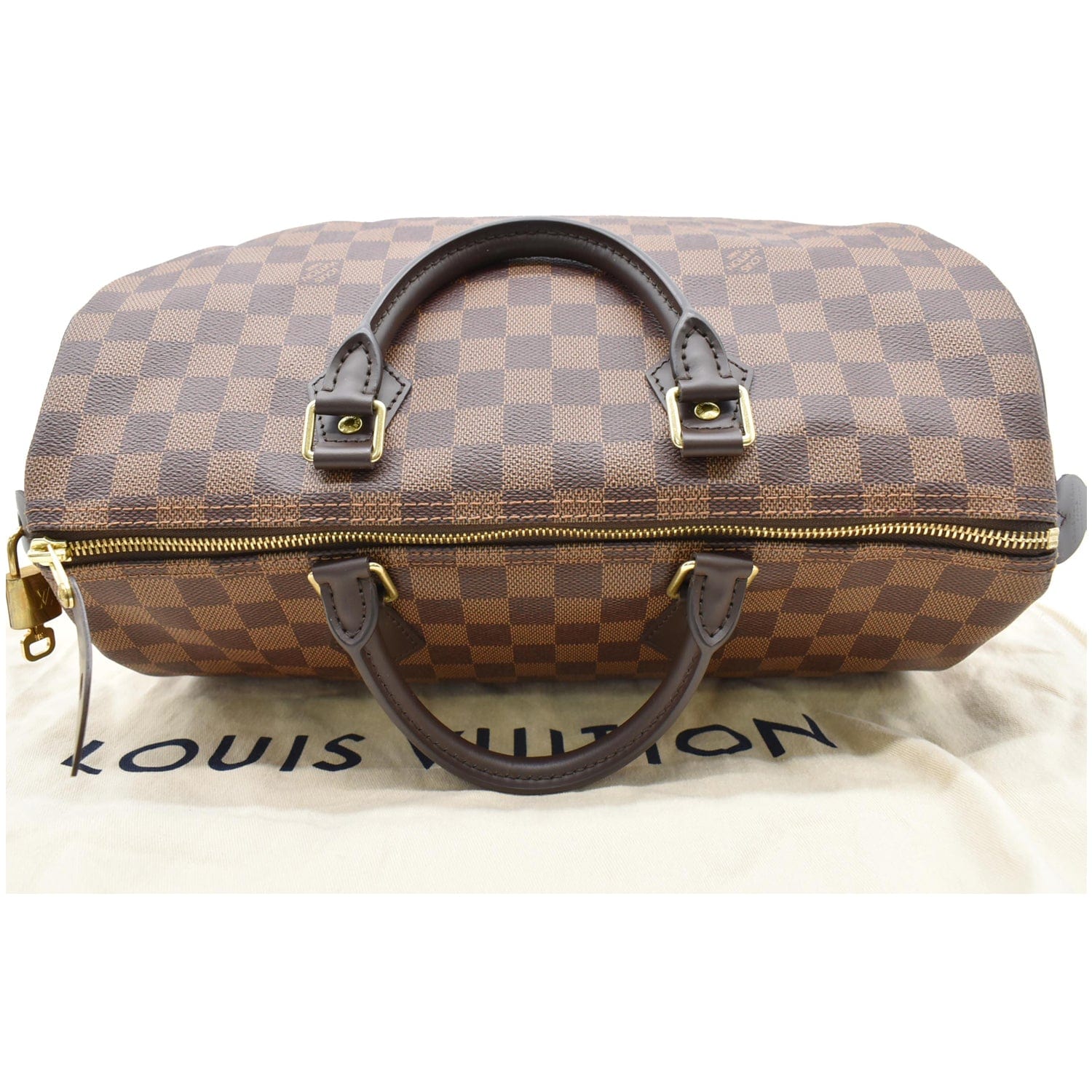 LOUIS VUITTON Speedy 35 Damier Ebene Satchel Bag Brown