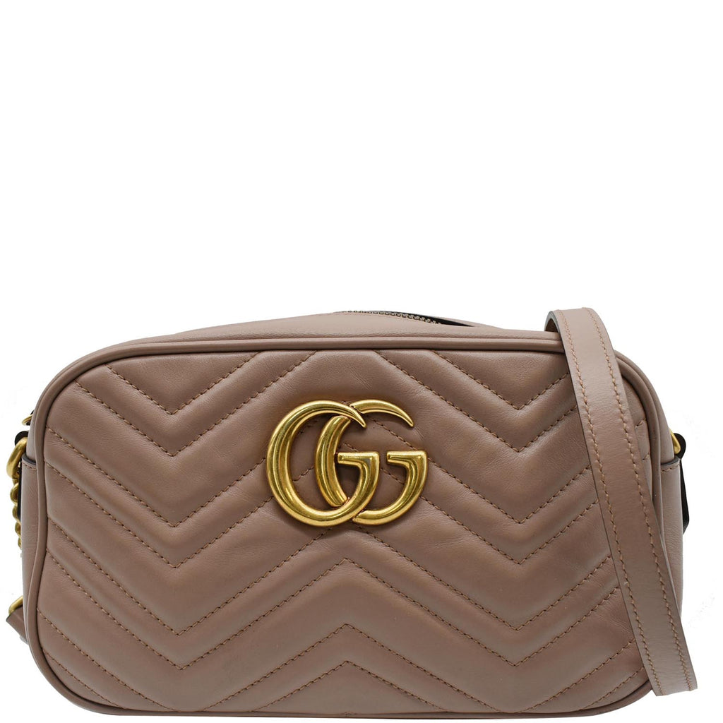 GUCCI Gucci Marmont Small Matelasse Leather Crossbody Bag Taupe 447632