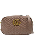 GUCCI Gucci Marmont Small Matelasse Leather Crossbody Bag Taupe 447632