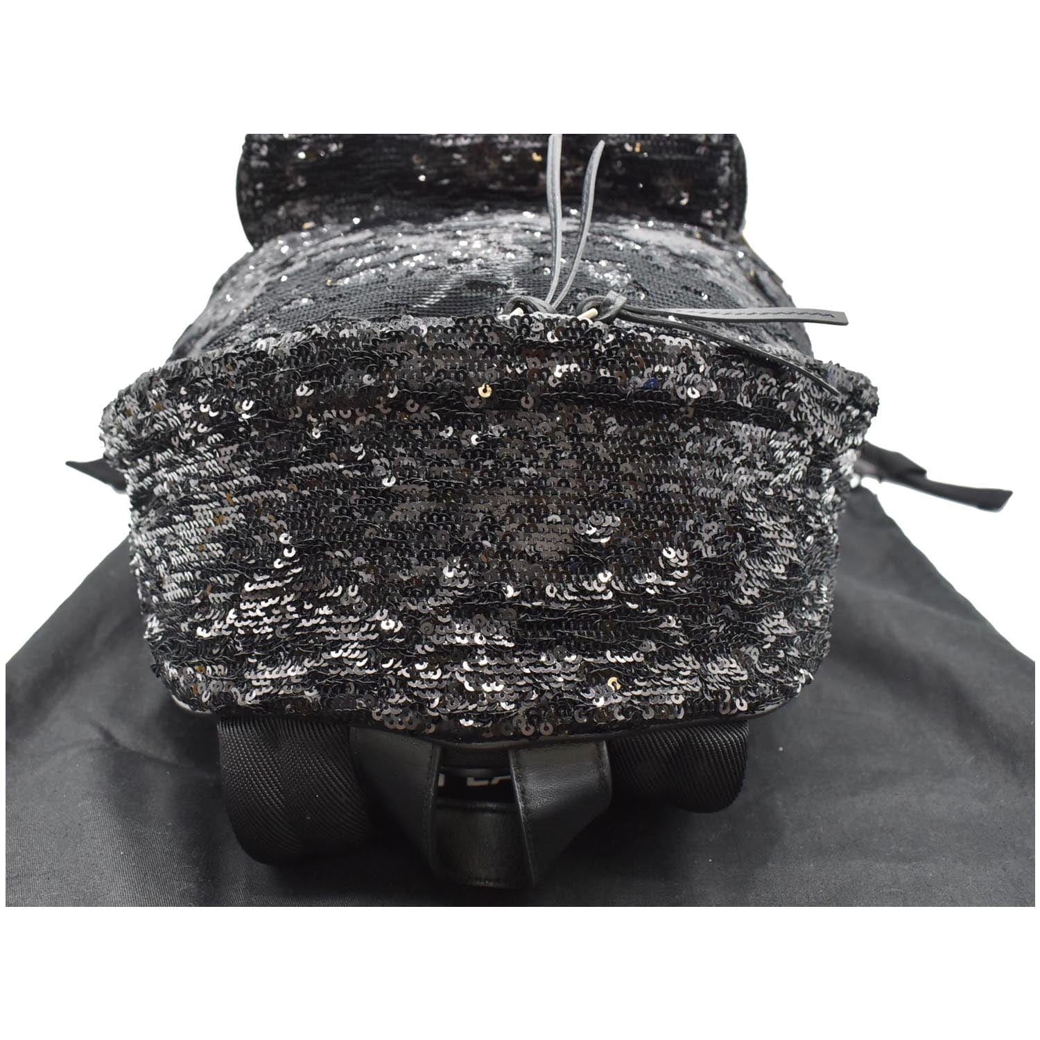 YVES SAINT LAURENT Mini City Sequin Leather Backpack Bag Black