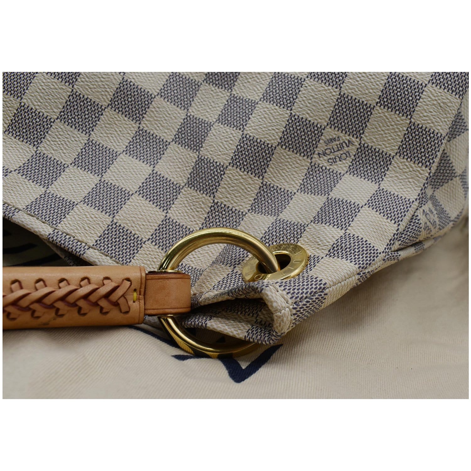 LOUIS VUITTON Artsy MM Damier Azur Shoulder Bag White