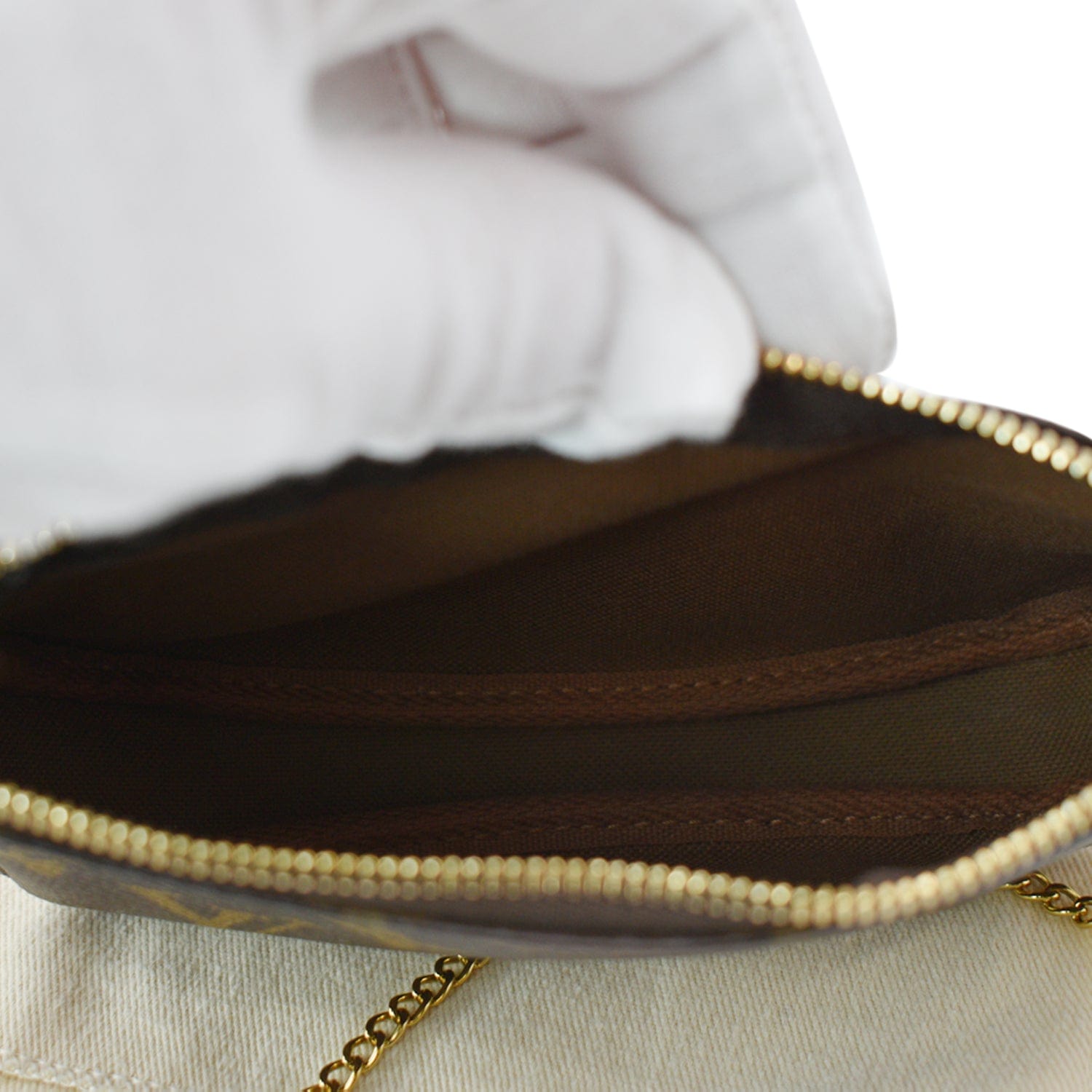 LOUIS VUITTON Mini Pochette Monogram Canvas Accessoires Pouch Brown