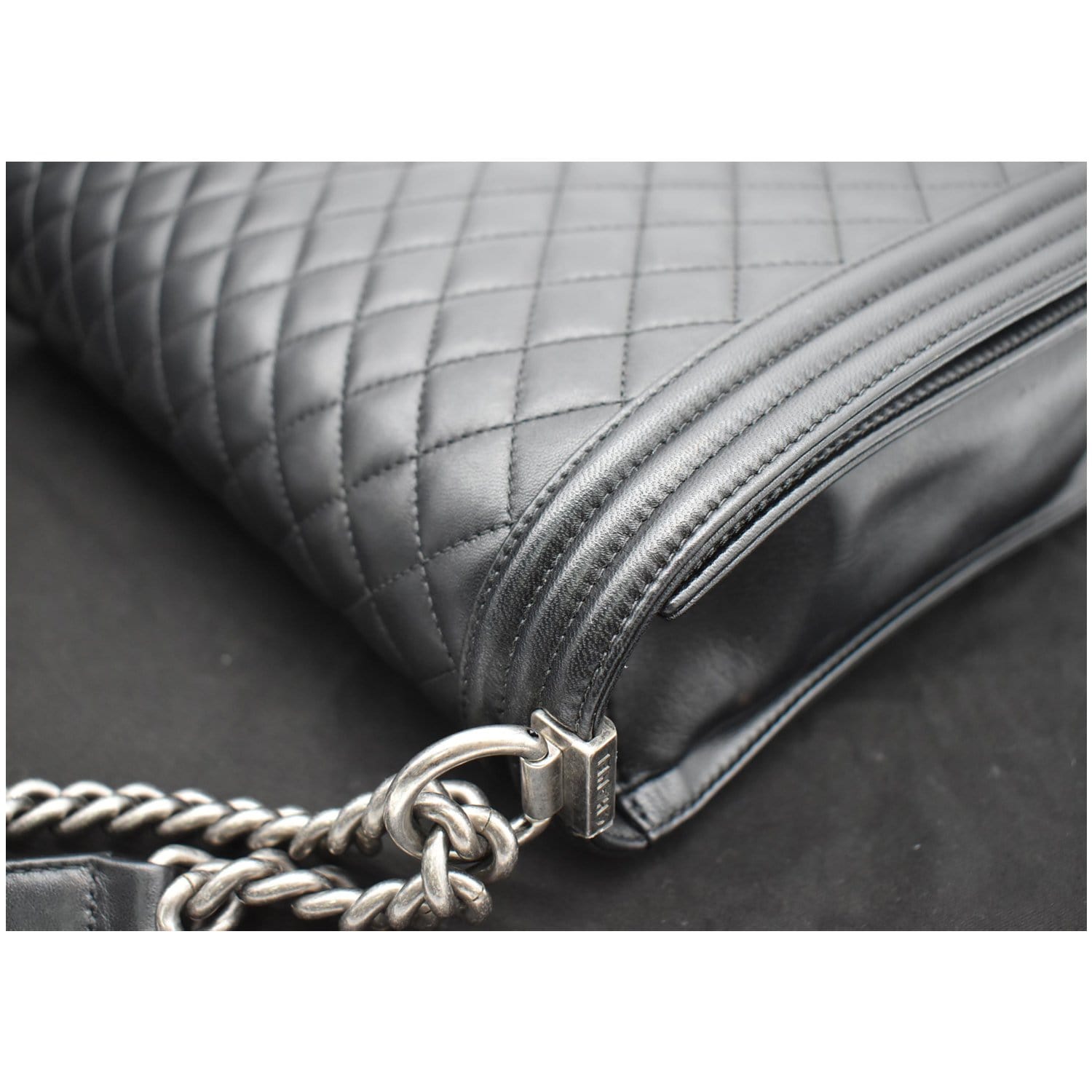 Chanel Large Boy Flap  Quilted Leather Shoulder Bag Black