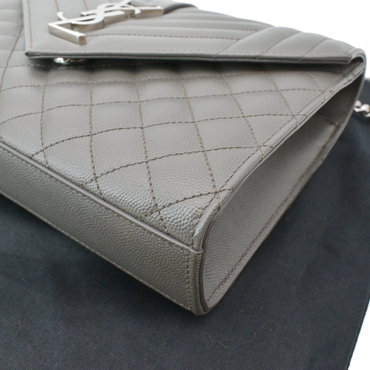 YVES SAINT LAURENT Envelope Chain Medium Mix MatelassÃ© Leather Crossbody Bag Grey