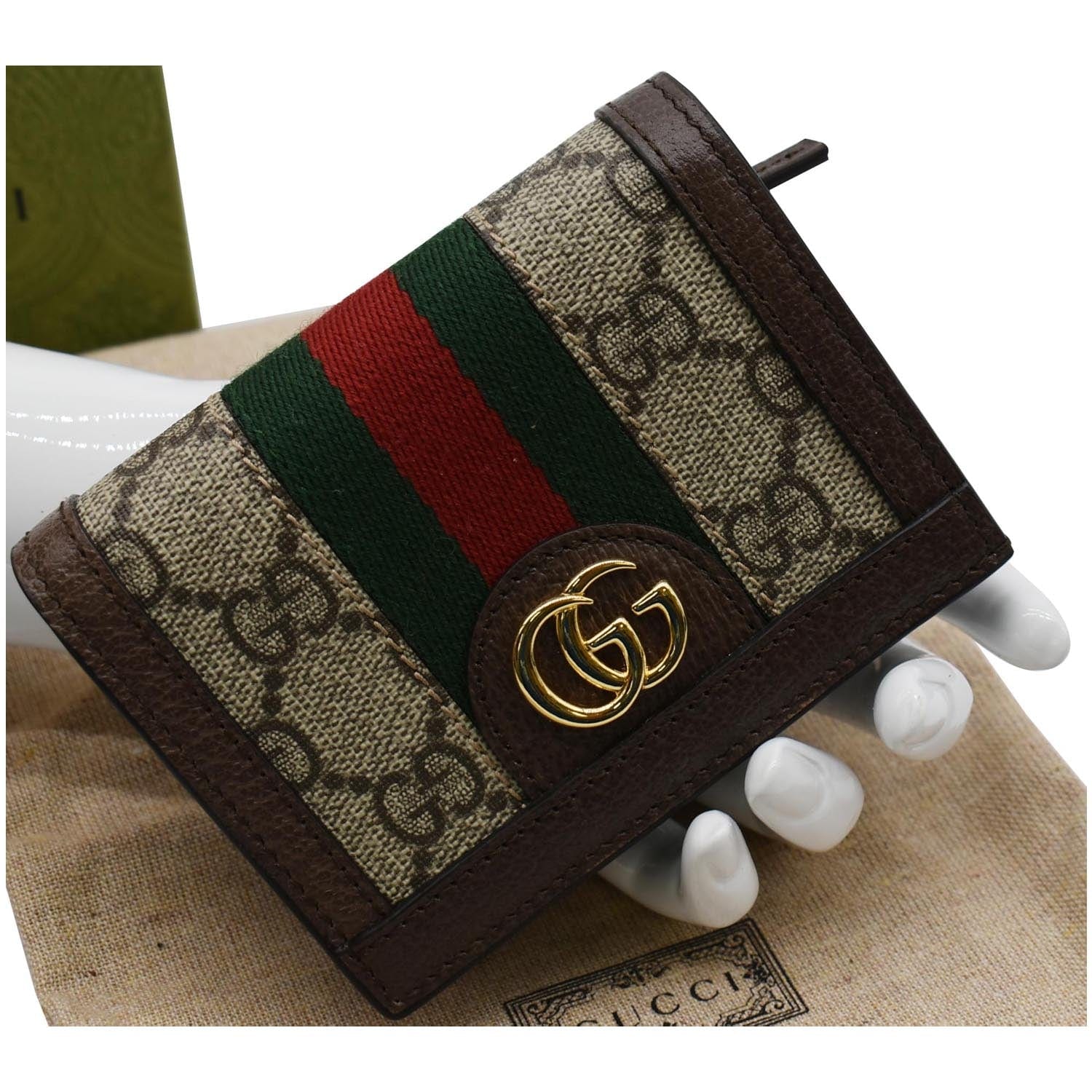 GUCCI Ophidia Gucci Card Case Wallet Beige