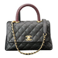 Chanel Coco Mini Top Lizard Handle Caviar Leather Shoulder Bag Black