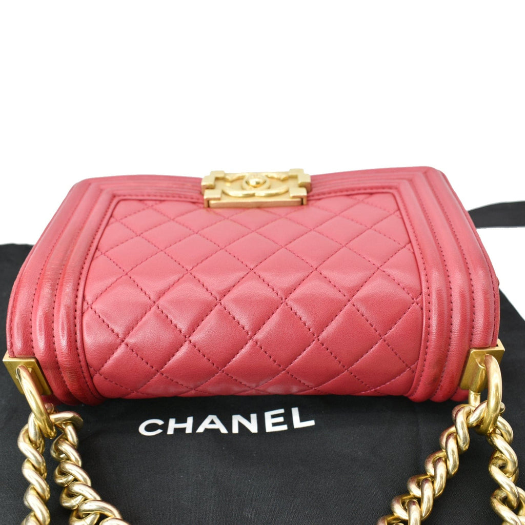 Chanel Le Boy Small  Leather Shoulder Bag Red