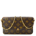 LOUIS VUITTON Felicie Monogram Canvas Pochette Crossbody Bag Brown