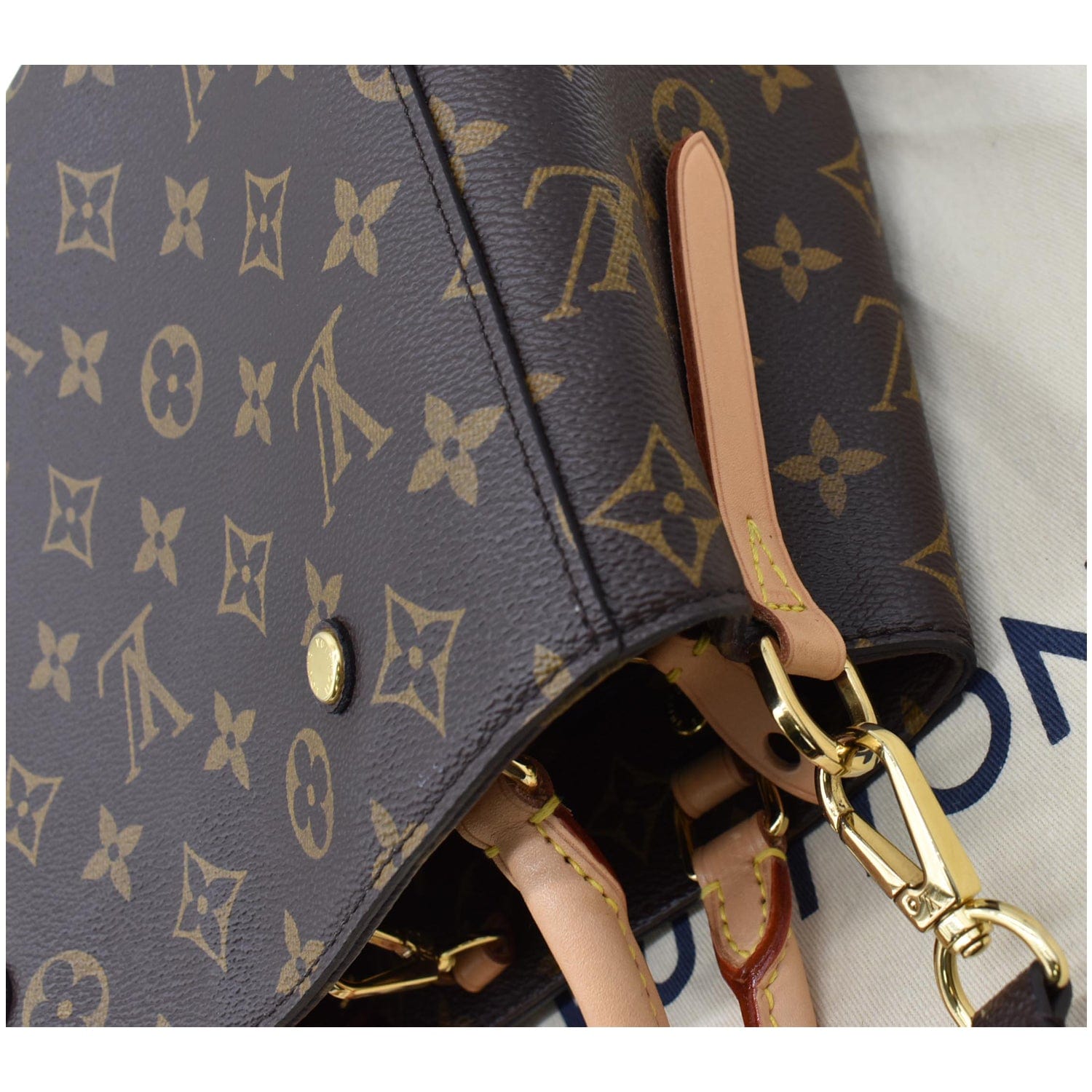 LOUIS VUITTON Montaigne BB Monogram Canvas Satchel Bag Brown
