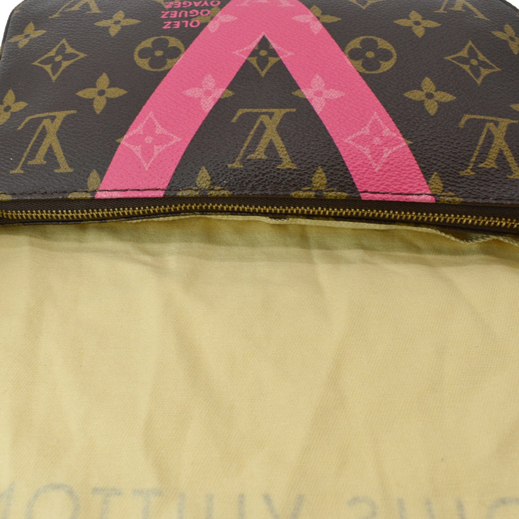 LOUIS VUITTON Grenade V Monogram Canvas Accessories Pochette Bag Brown