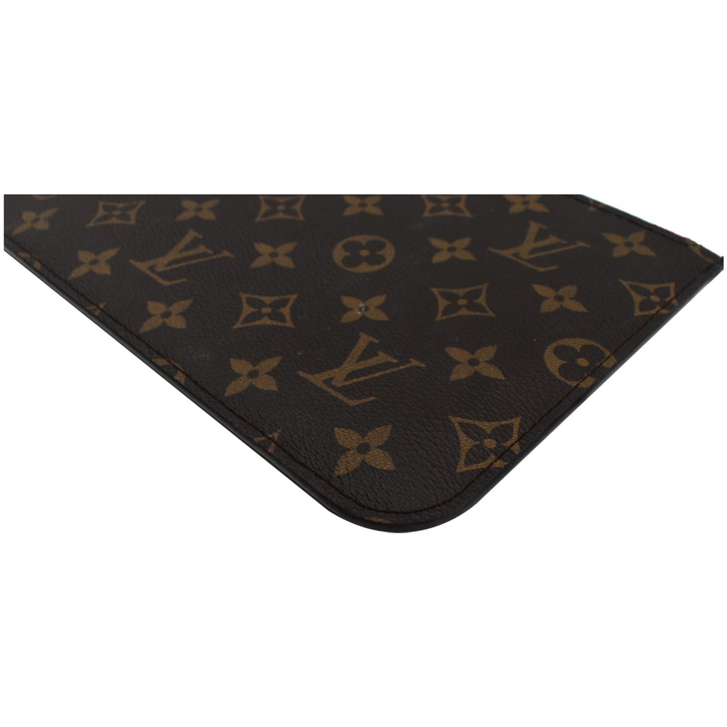 LOUIS VUITTON Neverfull MM Monogram Canvas Pochette Wristlet Pouch Brown