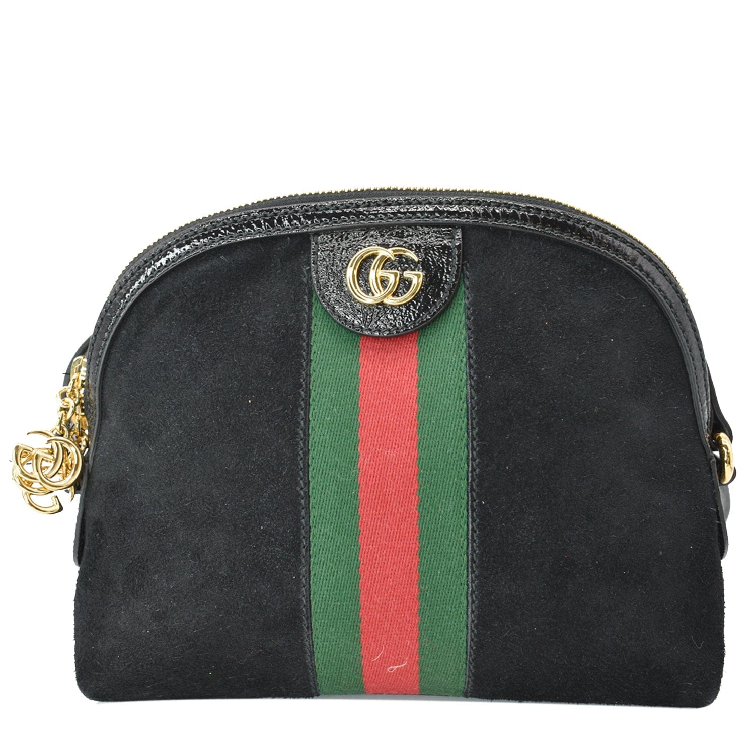 GUCCI Ophidia Gucci Small Suede Shoulder Bag Black 499621