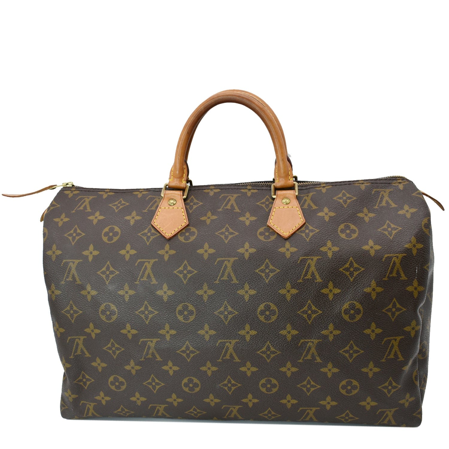 LOUIS VUITTON Speedy 40 Monogram Canvas Satchel Bag Brown